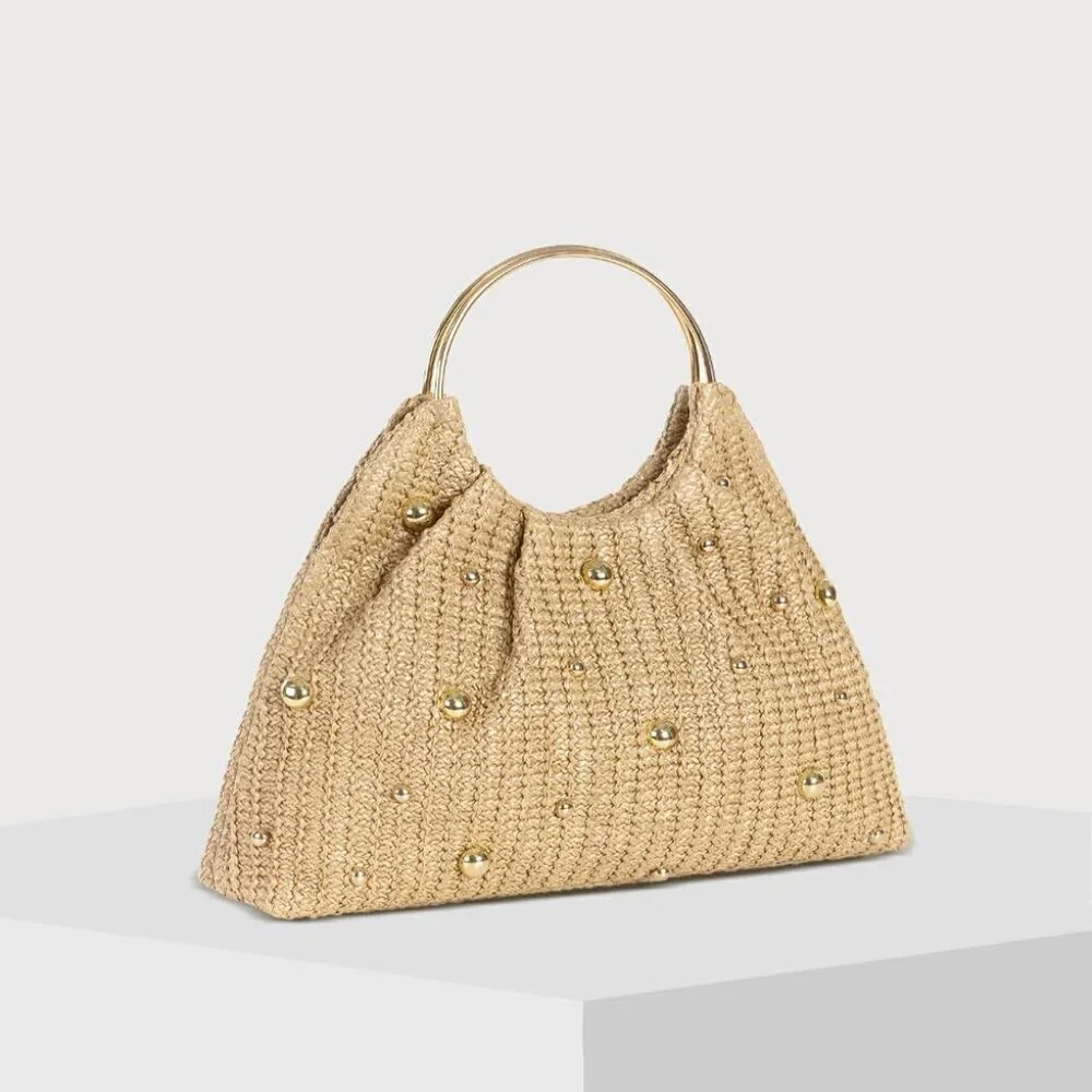 Straw Clutch Purses for Women Summer Beach Handbag Top Handle Woven Bag